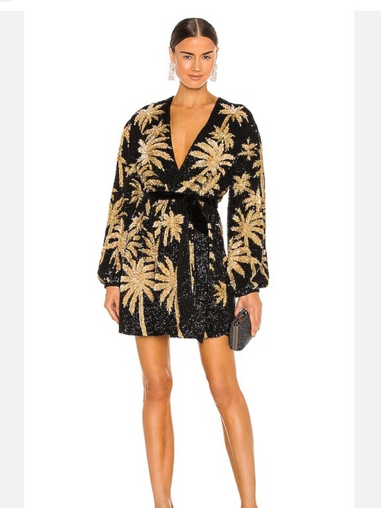 Retrofete Dresses & Skirts - Gabrielle Robe Dress in Black & Gold Palm
RETROFETE